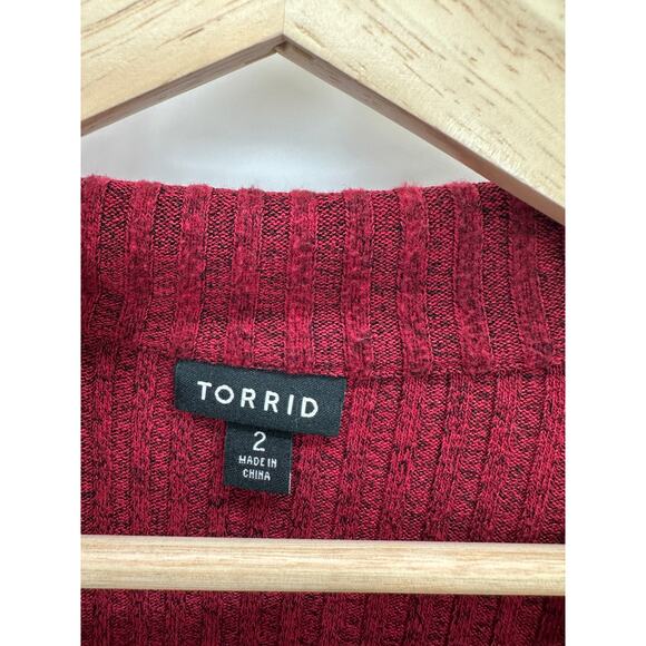Torrid Red Relaxed Fit Super Soft Plush Rib Quarter Zip Sweatshirt Women Size 2X - Picture 7 of 9